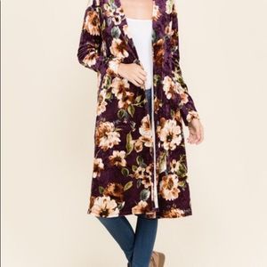 Gorilla Cat Purple Floral Duster NWOT Boutique